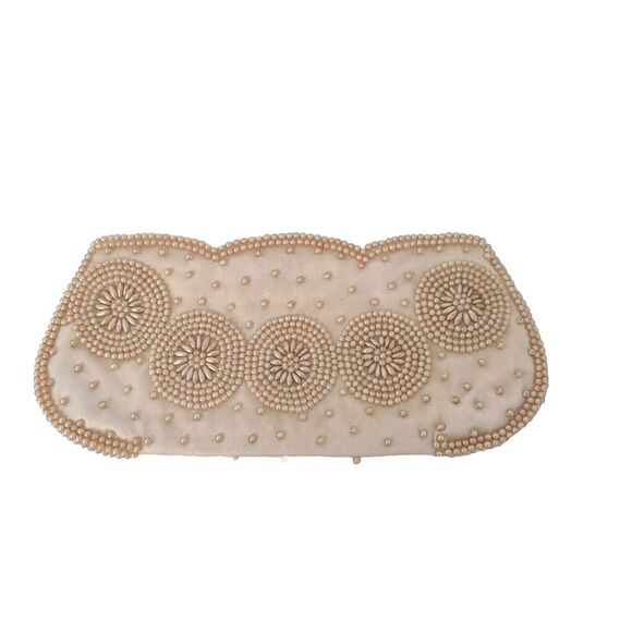 La Regale Ivory Vintage Beaded Clutch Evening Event Hand Bag Purse Japan Bridal - Picture 1 of 7
